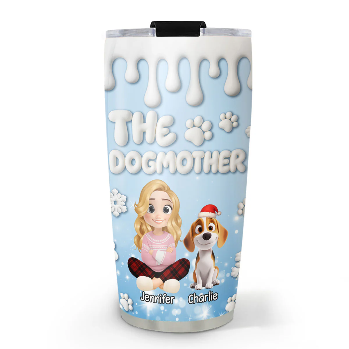 Snowy Cartoon Paw - Personalized Custom 3D Inflated Effect Tumbler