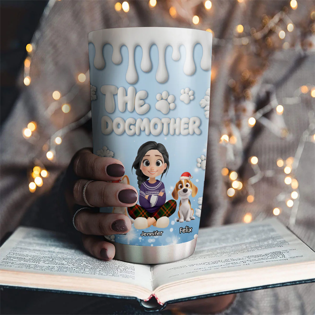 Snowy Cartoon Paw - Personalized Custom 3D Inflated Effect Tumbler - Image 2