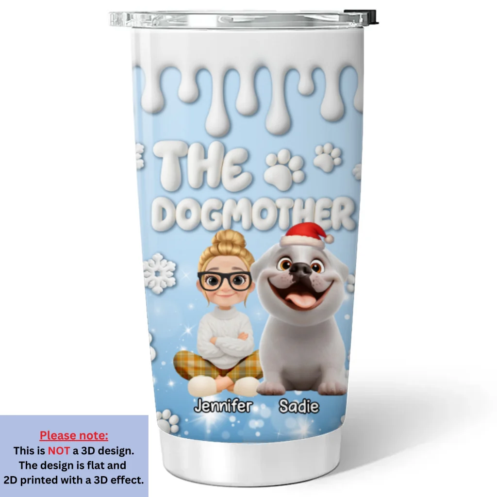 Snowy Cartoon Paw - Personalized Custom 3D Inflated Effect Tumbler - Image 5