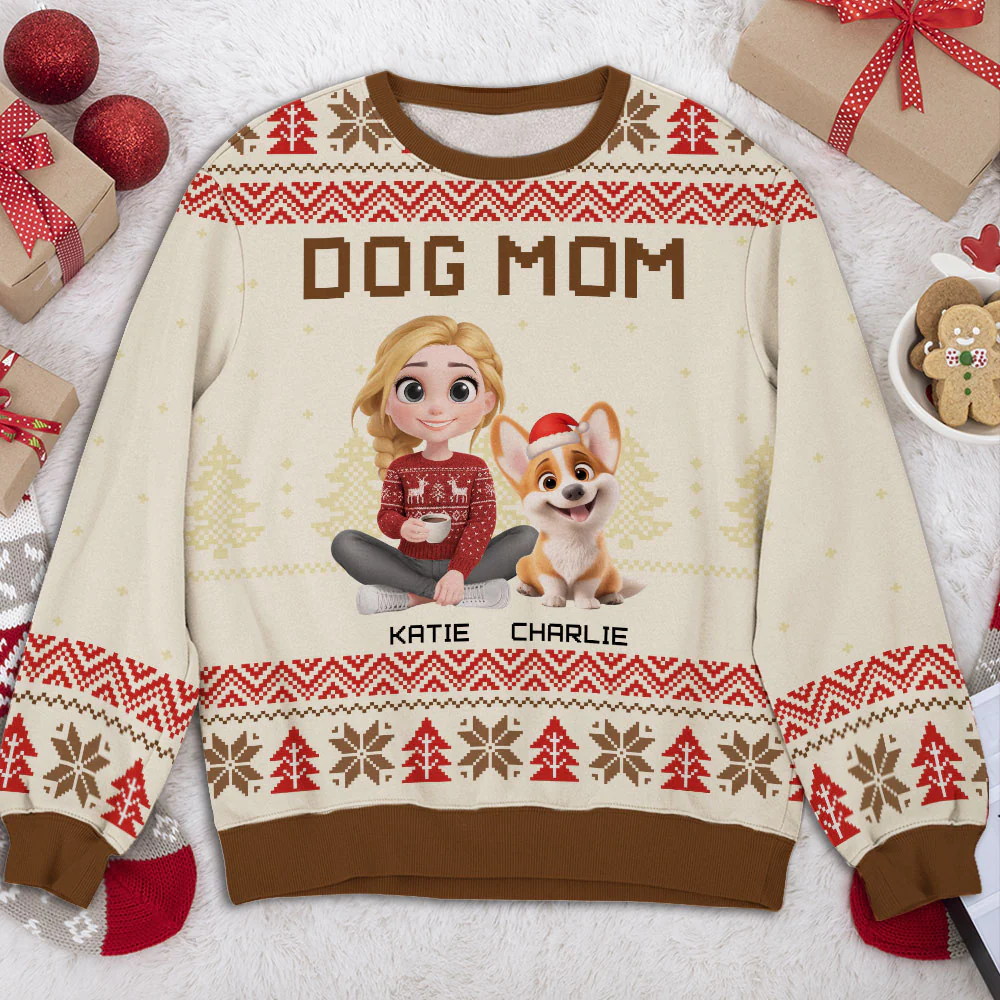 Snowy Dog Mom Christmas - Personalized Custom All-Over-Print Sweatshirt