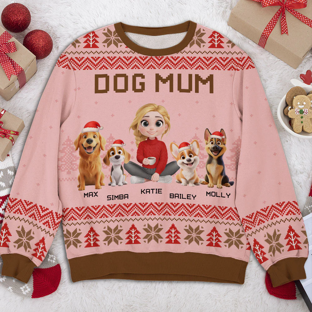 Snowy Dog Mom Christmas - Personalized Custom All-Over-Print Sweatshirt - Image 3