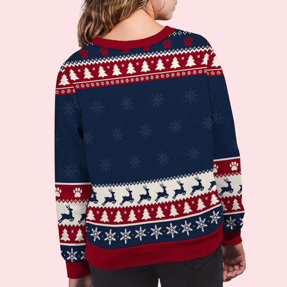Snowy Pawlidays Cat Cartoon - Personalized Custom All-Over-Print Sweatshirt - Image 6