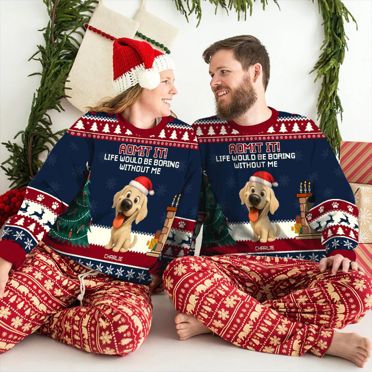 Snowy Pawlidays Dog Cartoon - Personalized Custom All-Over-Print Sweatshirt - Image 7