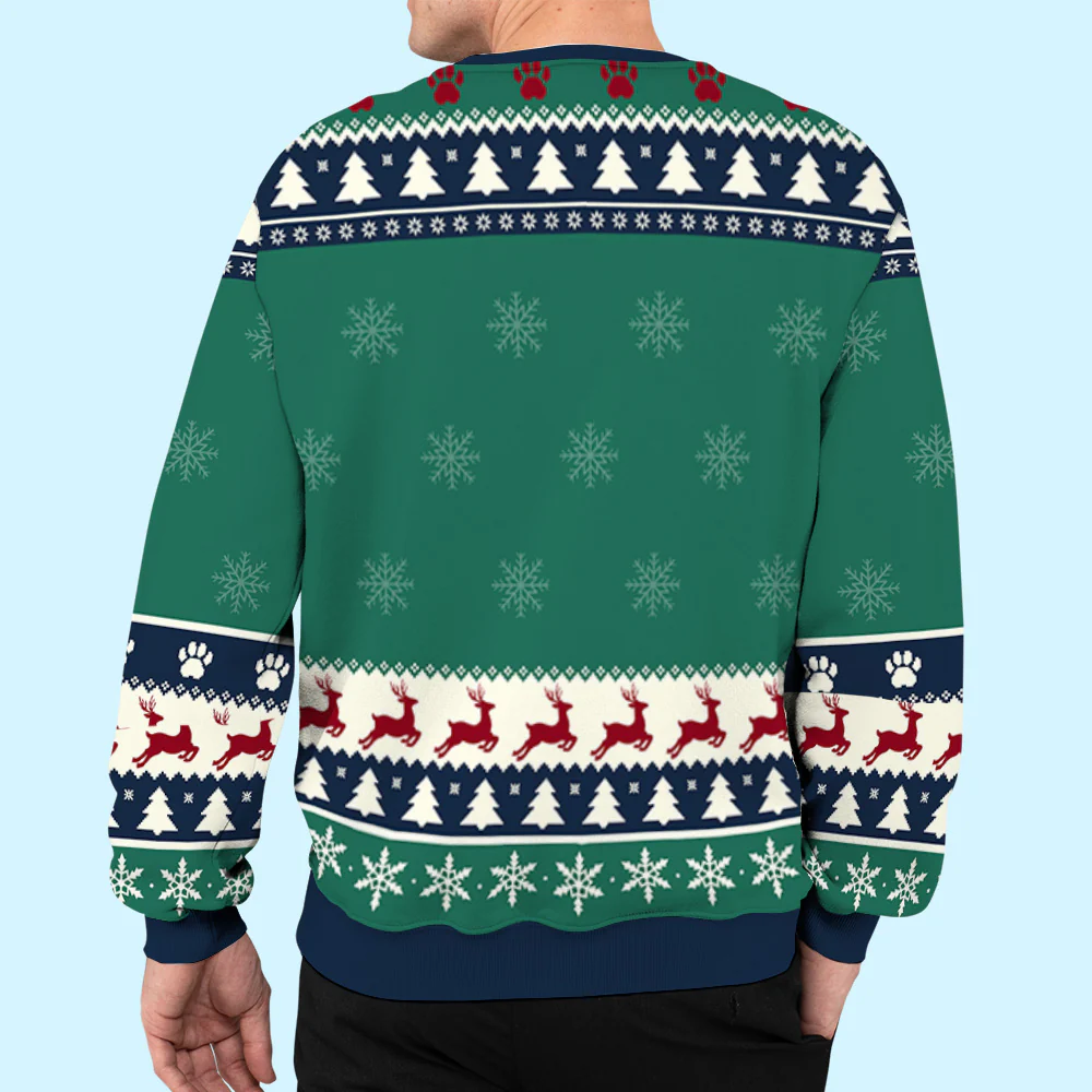 Snowy Pawlidays Dog Dad - Personalized Custom All-Over-Print Sweatshirt - Image 6