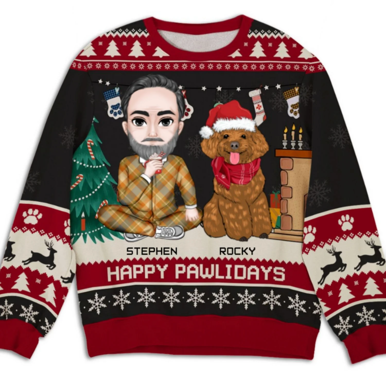 Snowy Pawlidays Dog Dad - Personalized Custom All-Over-Print Sweatshirt - Image 7