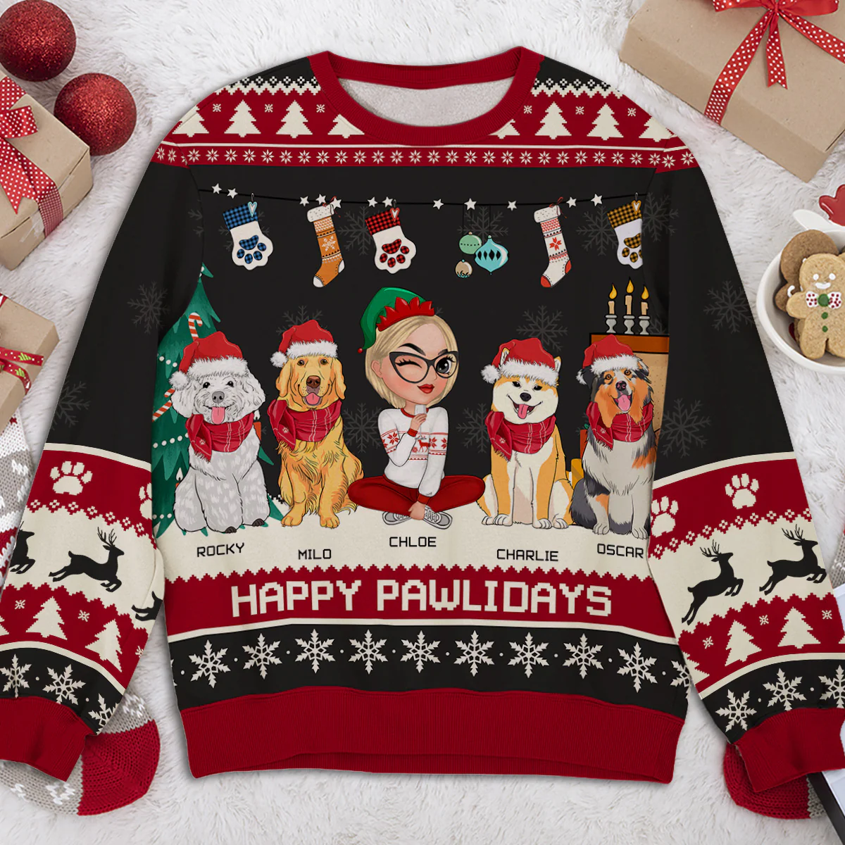 Snowy Pawlidays - Personalized Custom All-Over-Print Sweatshirt - Image 4