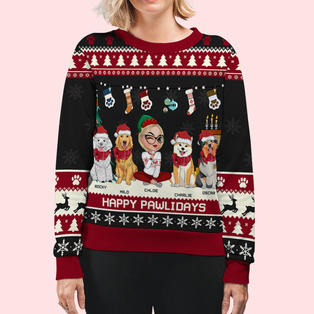 Snowy Pawlidays - Personalized Custom All-Over-Print Sweatshirt - Image 5