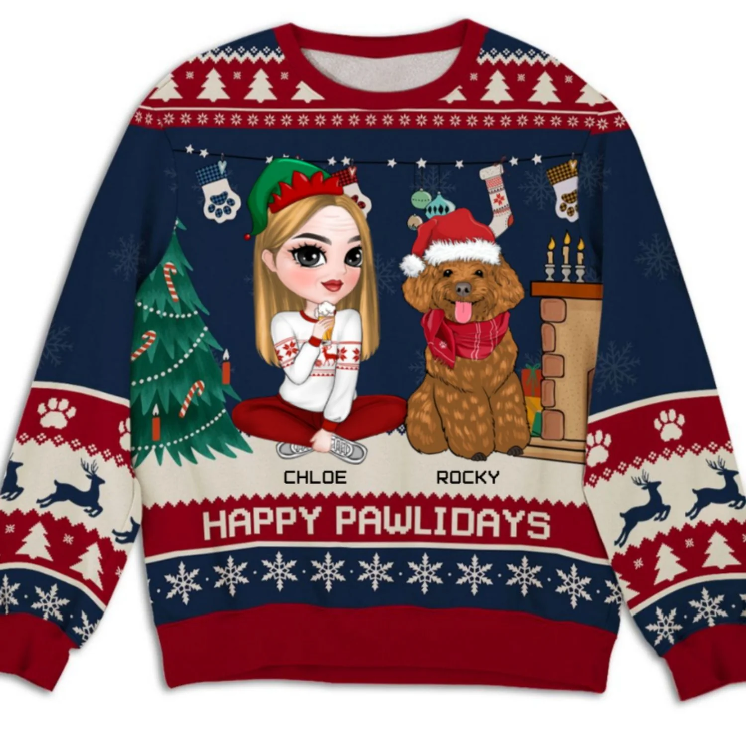 Snowy Pawlidays - Personalized Custom All-Over-Print Sweatshirt - Image 7
