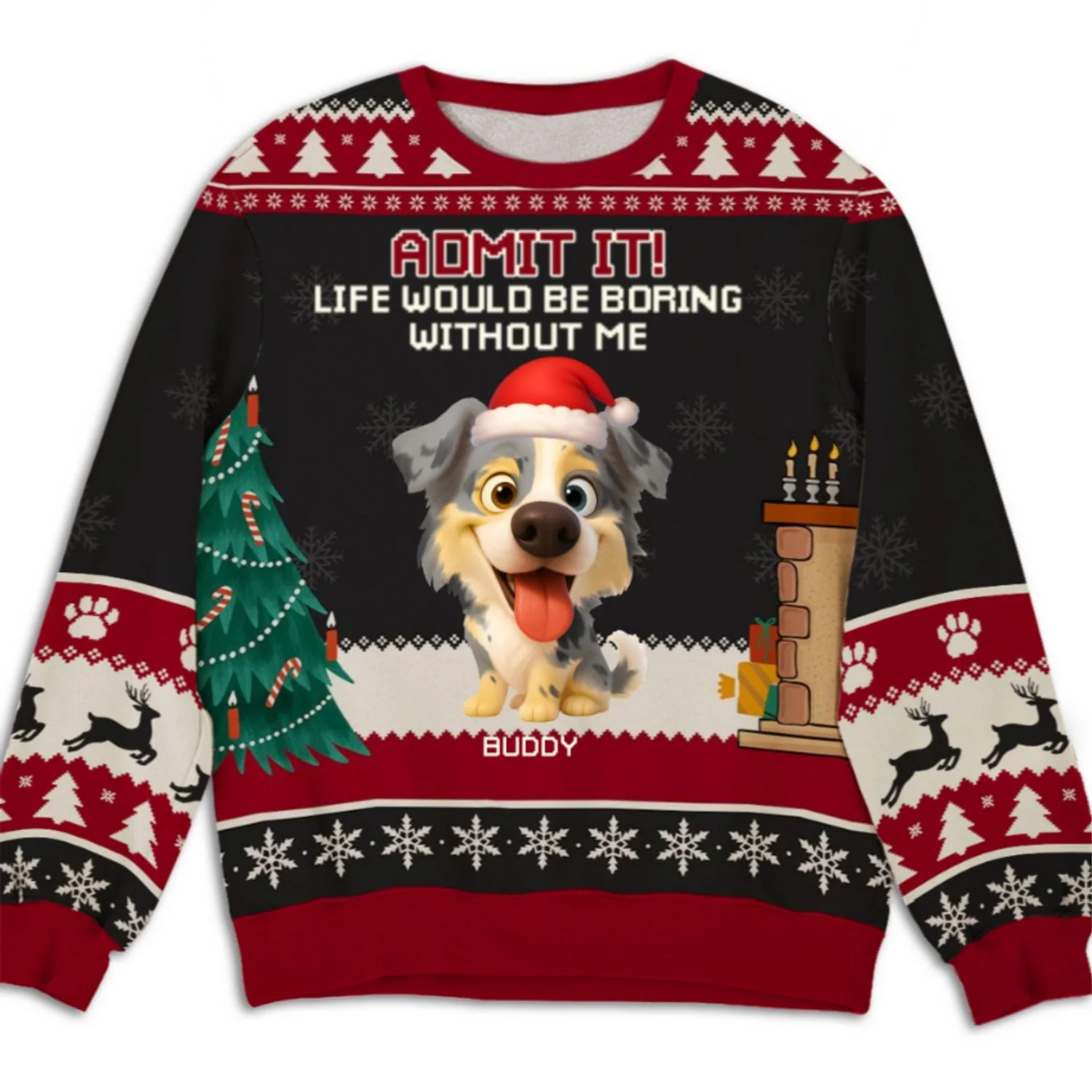 Snowy Pawlidays Pet Cartoon - Personalized Custom All-Over-Print Sweatshirt - Image 8