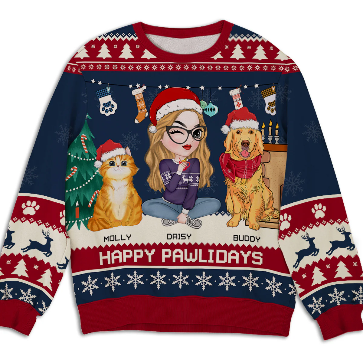 Snowy Pawlidays Pet - Personalized Custom All-Over-Print Sweatshirt