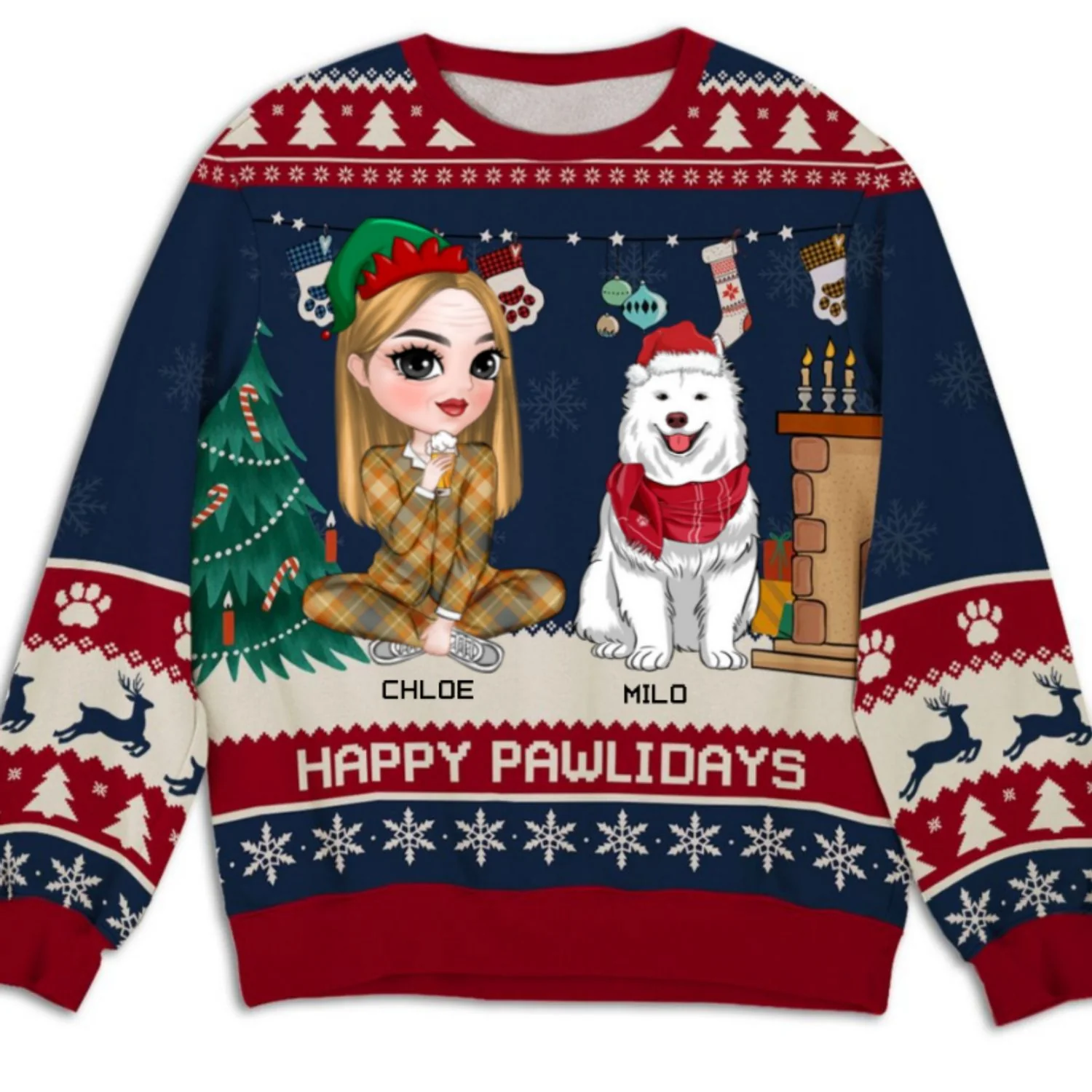 Snowy Pawlidays Pet - Personalized Custom All-Over-Print Sweatshirt - Image 7