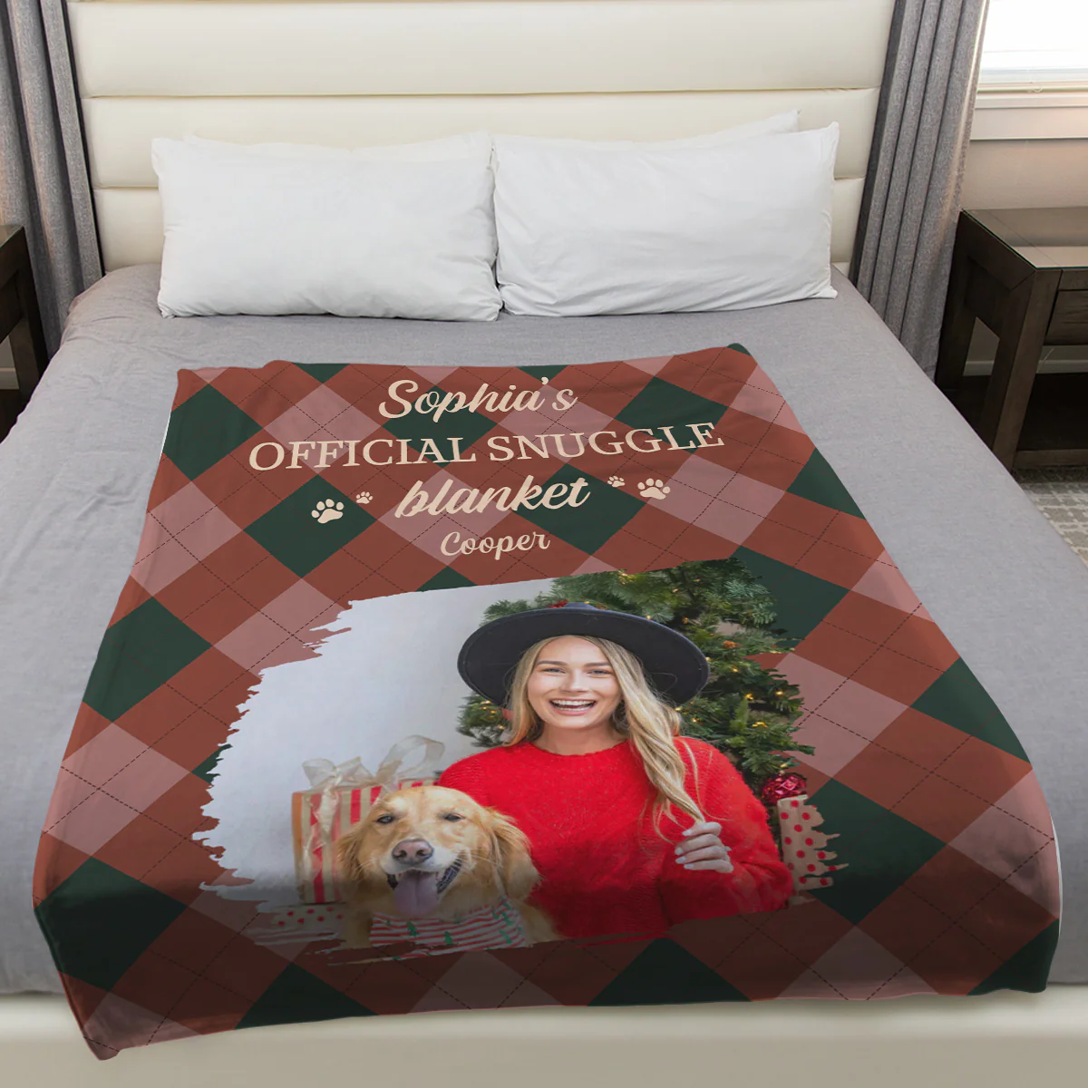 Snuggle Lovely Dog Photo - Personalized Custom Fleece Blanket - Image 2