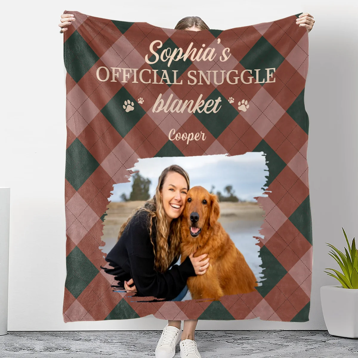 Snuggle Lovely Dog Photo - Personalized Custom Fleece Blanket - Image 3