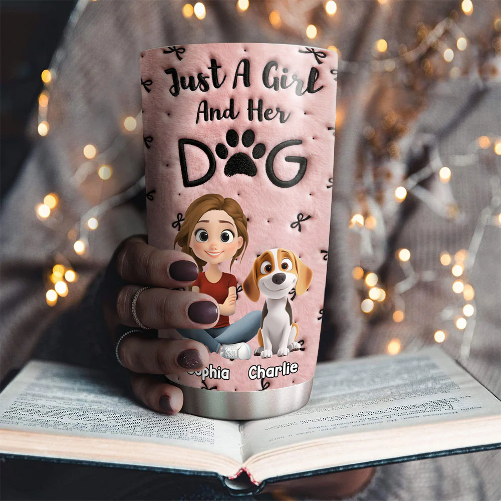 Soft Dog Mom - Personalized Custom 3D Effect Tumbler - Image 3