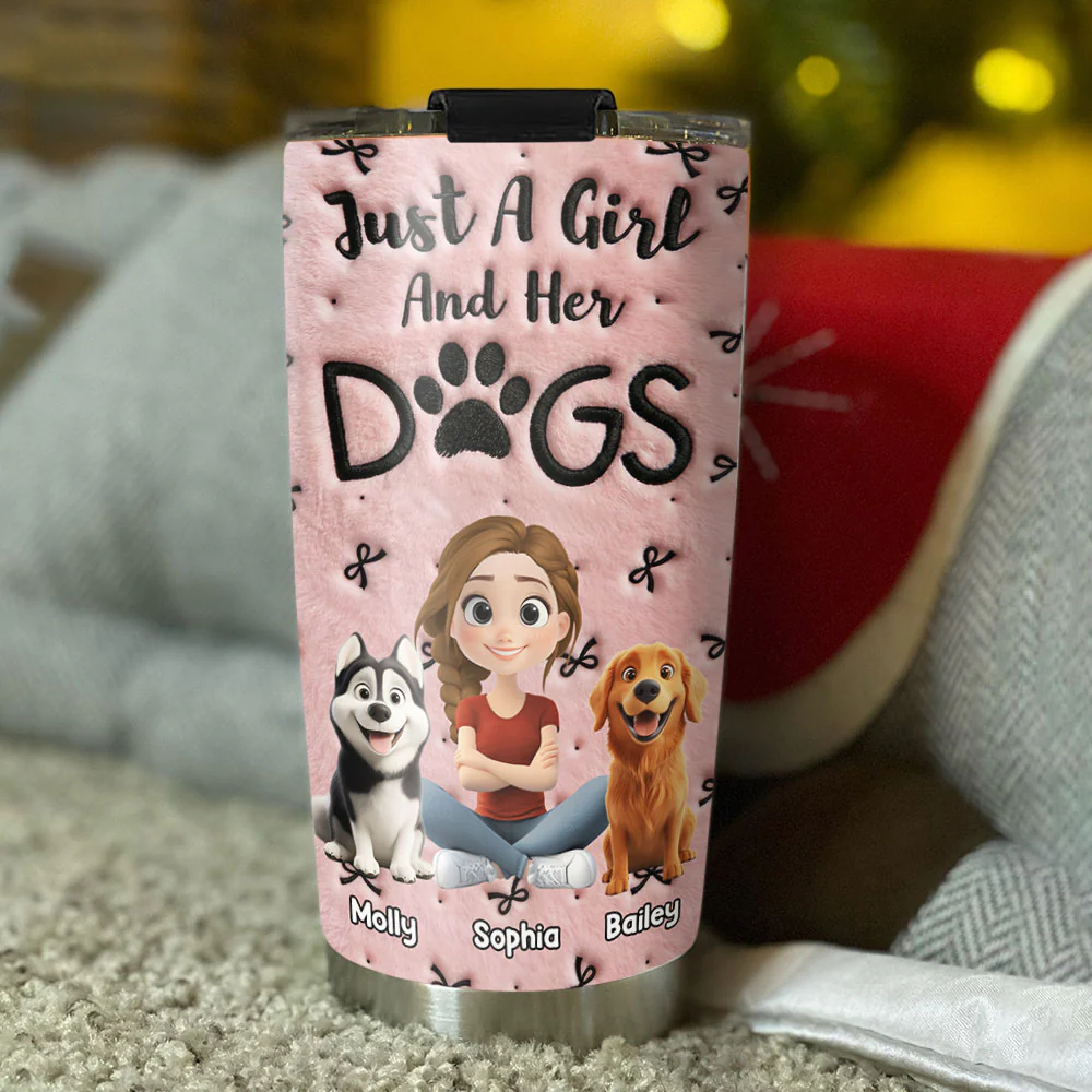 Soft Dog Mom - Personalized Custom 3D Effect Tumbler - Image 4