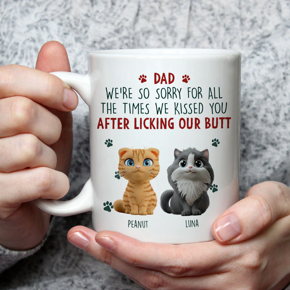 Sorry Cat Mom Dad Cartoon - Personalized Custom Coffee Mug - Image 3