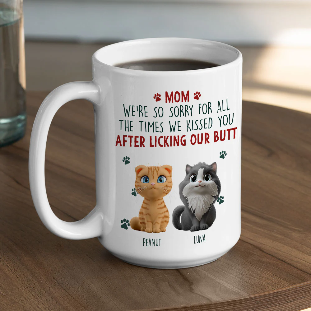 Sorry Cat Mom Dad Cartoon - Personalized Custom Coffee Mug - Image 5