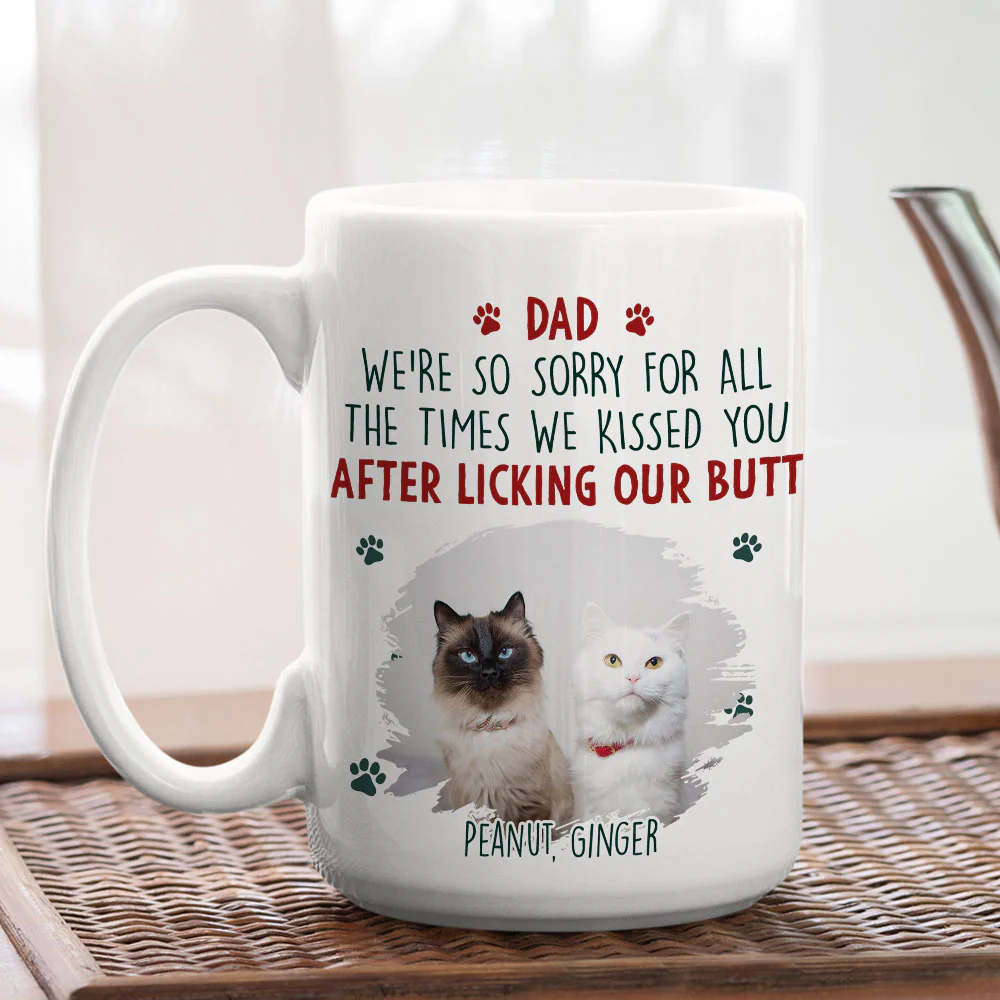 Sorry Cat Mom Dad Cartoon Photo - Personalized Custom Coffee Mug - Image 5