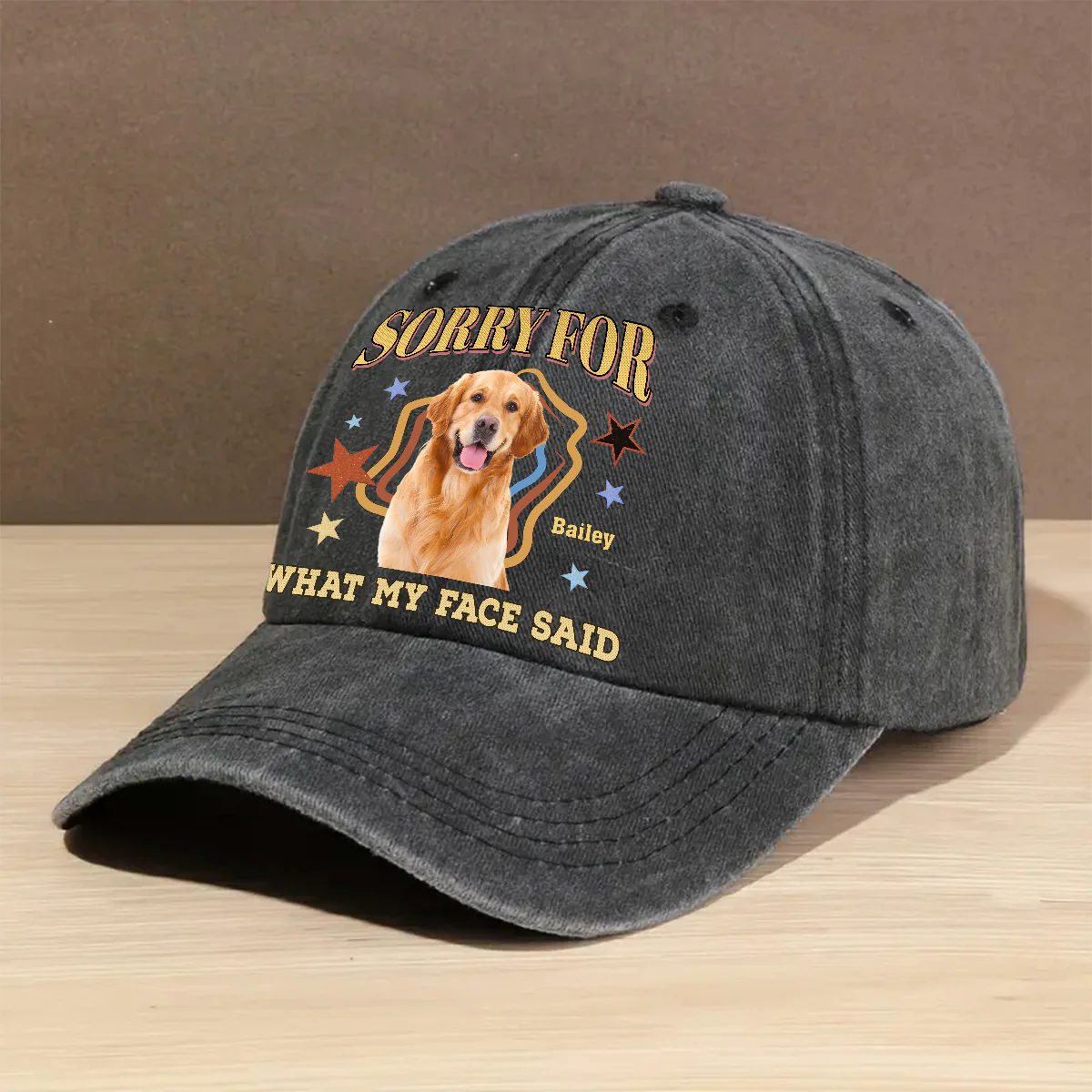 Sorry For Photo - Personalized Custom Vintage Washed Denim Cap - Image 2