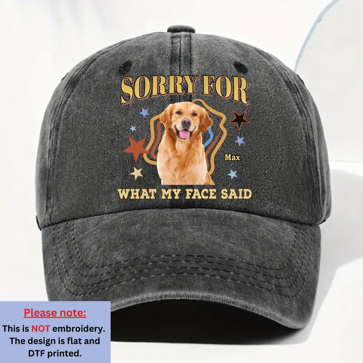 Sorry For Photo - Personalized Custom Vintage Washed Denim Cap - Image 4