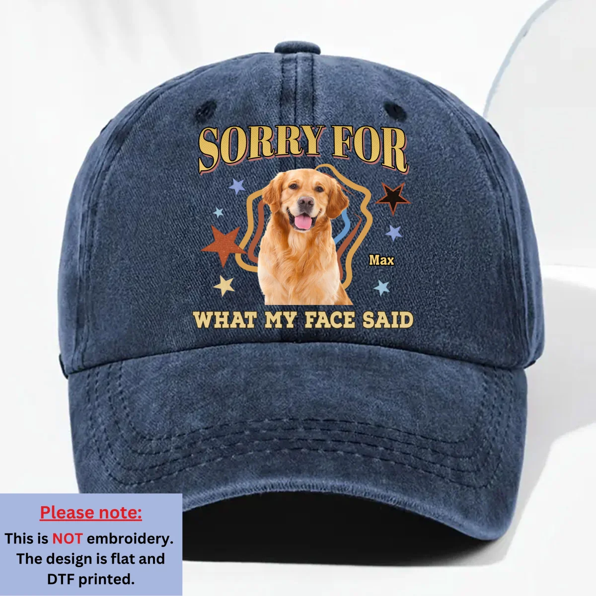 Sorry For Photo - Personalized Custom Vintage Washed Denim Cap - Image 6