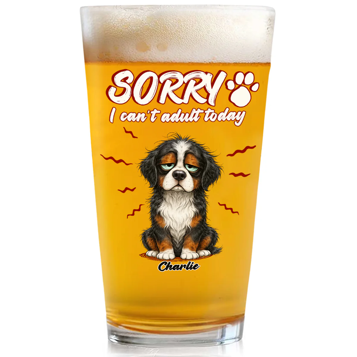 Sorry I Cant Adult Today - Personalized Custom Beer Glass