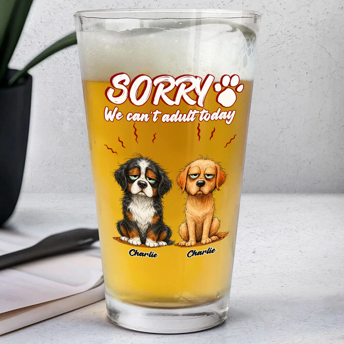 Sorry I Cant Adult Today - Personalized Custom Beer Glass - Image 2