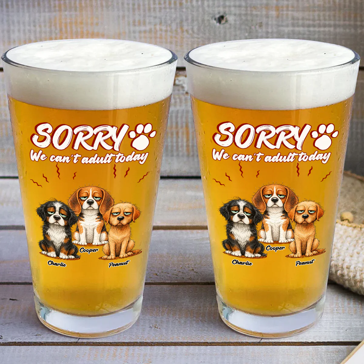 Sorry I Cant Adult Today - Personalized Custom Beer Glass - Image 3