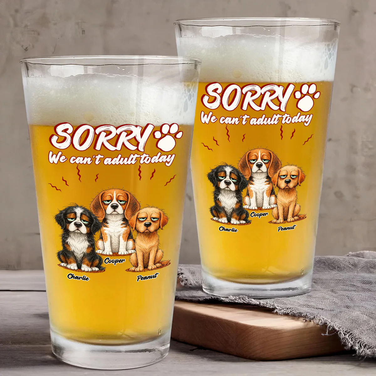 Sorry I Cant Adult Today - Personalized Custom Beer Glass - Image 4