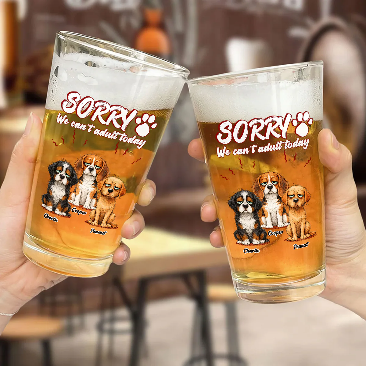Sorry I Cant Adult Today - Personalized Custom Beer Glass - Image 5