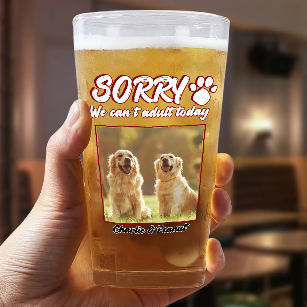 Sorry I Cant Adult Today Photo - Personalized Custom Beer Glass - Image 4
