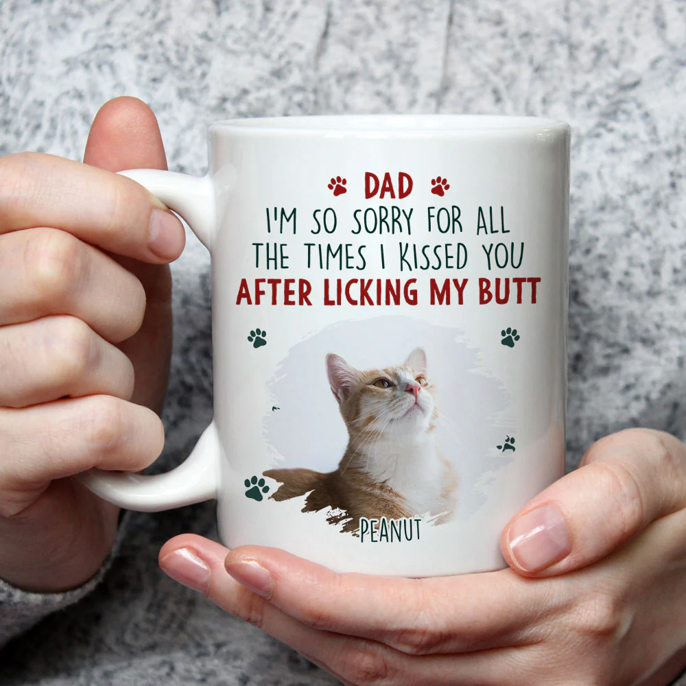 Sorry Mom Dad Cat Version Photo - Personalized Custom Coffee Mug - Image 3