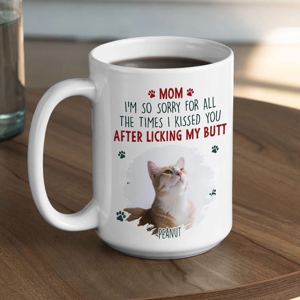 Sorry Mom Dad Cat Version Photo - Personalized Custom Coffee Mug - Image 4