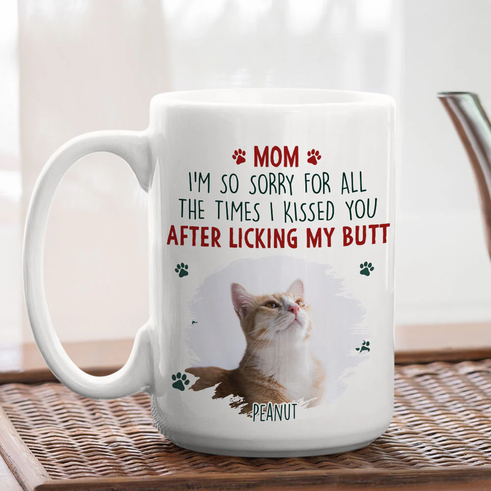 Sorry Mom Dad Cat Version Photo - Personalized Custom Coffee Mug - Image 5