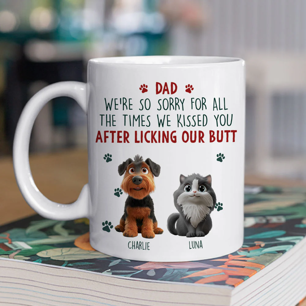 Sorry Pet Mom Dad Cartoon - Personalized Custom Coffee Mug - Image 2