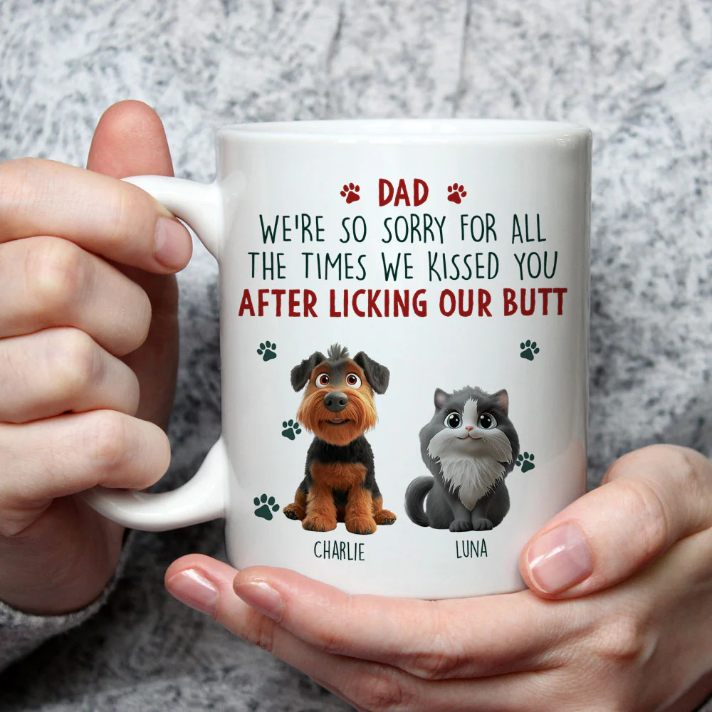 Sorry Pet Mom Dad Cartoon - Personalized Custom Coffee Mug - Image 3