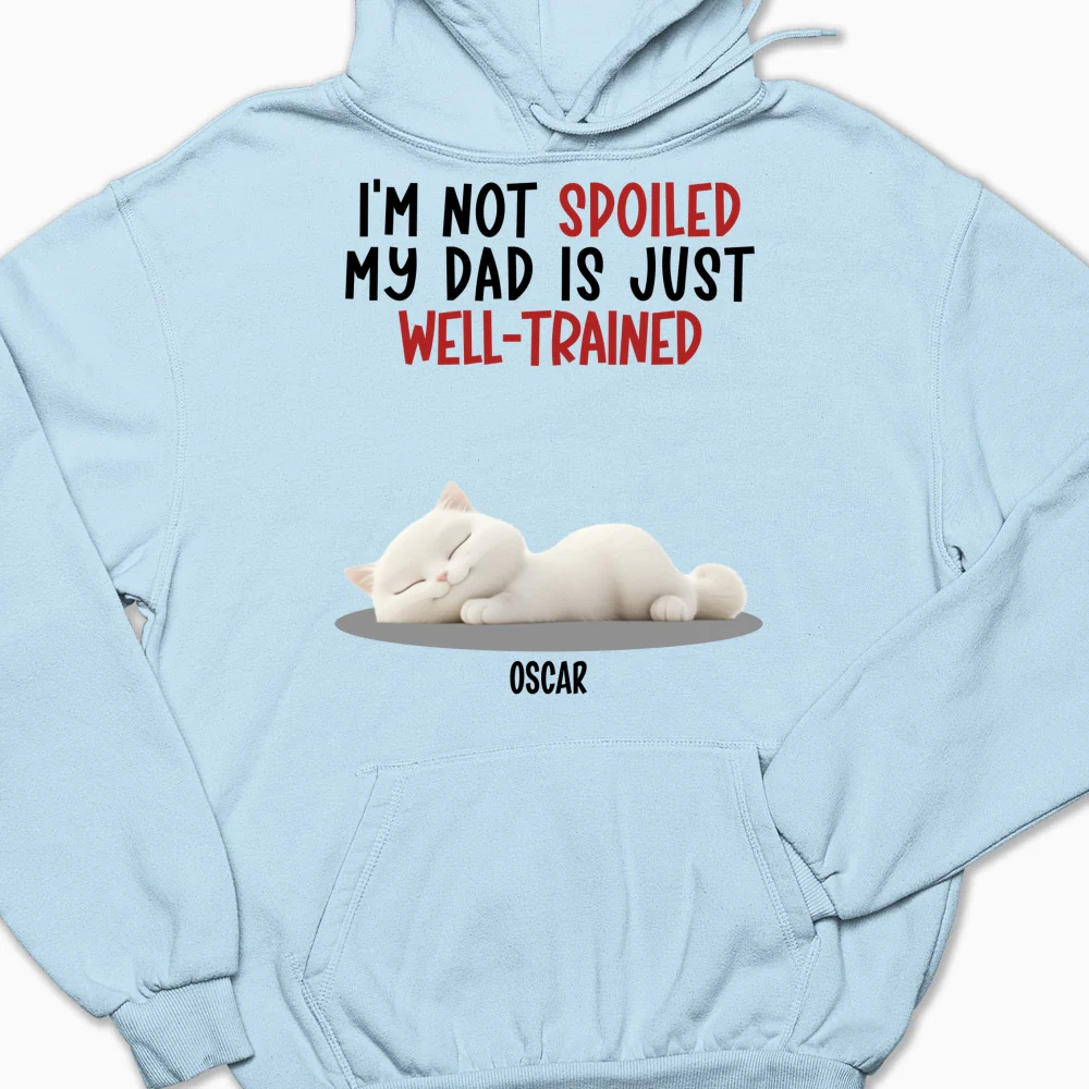 Spoiled Cat And Well Trained Dad Mom Cartoon - Personalized Custom Hoodie - Image 6