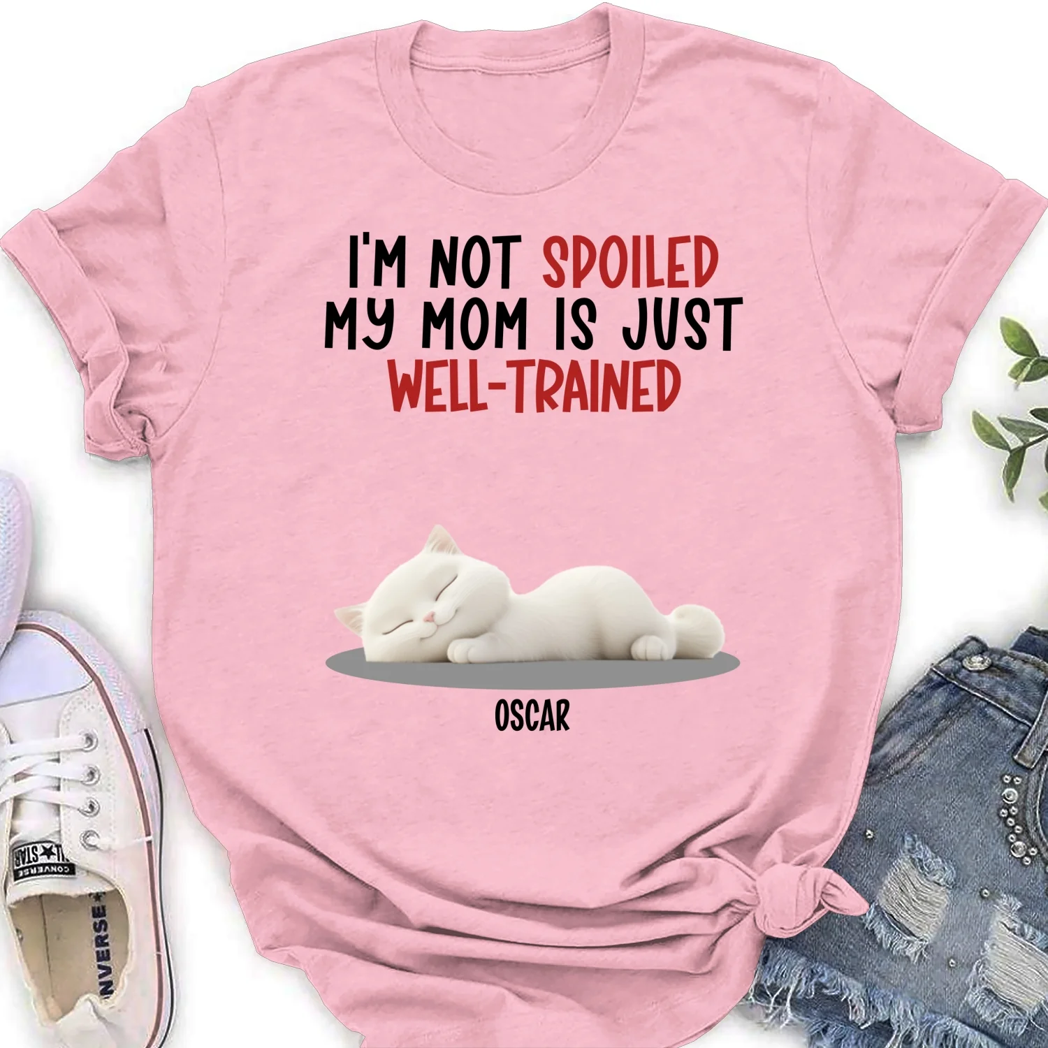 Spoiled Cat And Well Trained Dad Mom Cartoon - Personalized Custom Women's T-shirt - Image 8