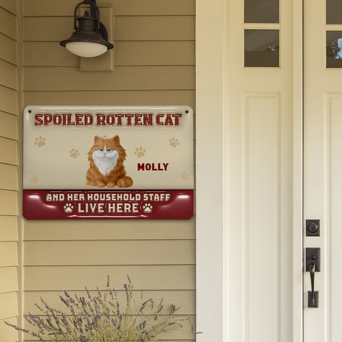 Spoiled Cats Live Here - Personalized Custom 3D Inflated Effect Metal Sign - Image 4