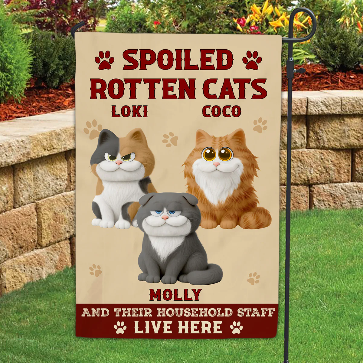 Spoiled Cats Live Here - Personalized Custom Flag