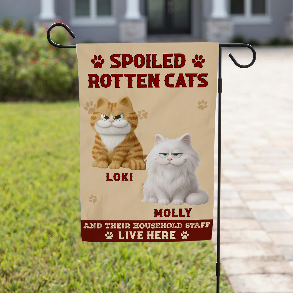 Spoiled Cats Live Here - Personalized Custom Flag - Image 4