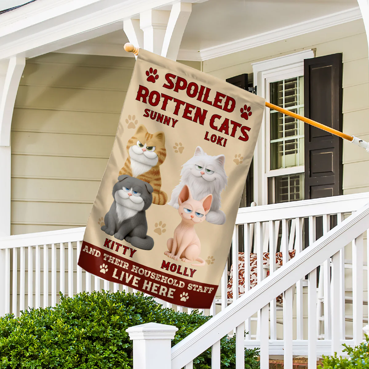 Spoiled Cats Live Here - Personalized Custom Flag - Image 5