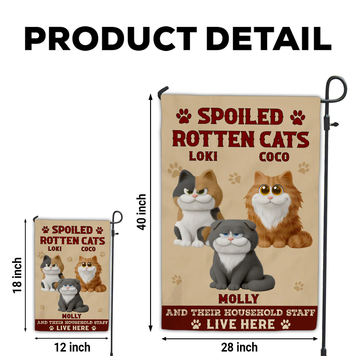 Spoiled Cats Live Here - Personalized Custom Flag - Image 6