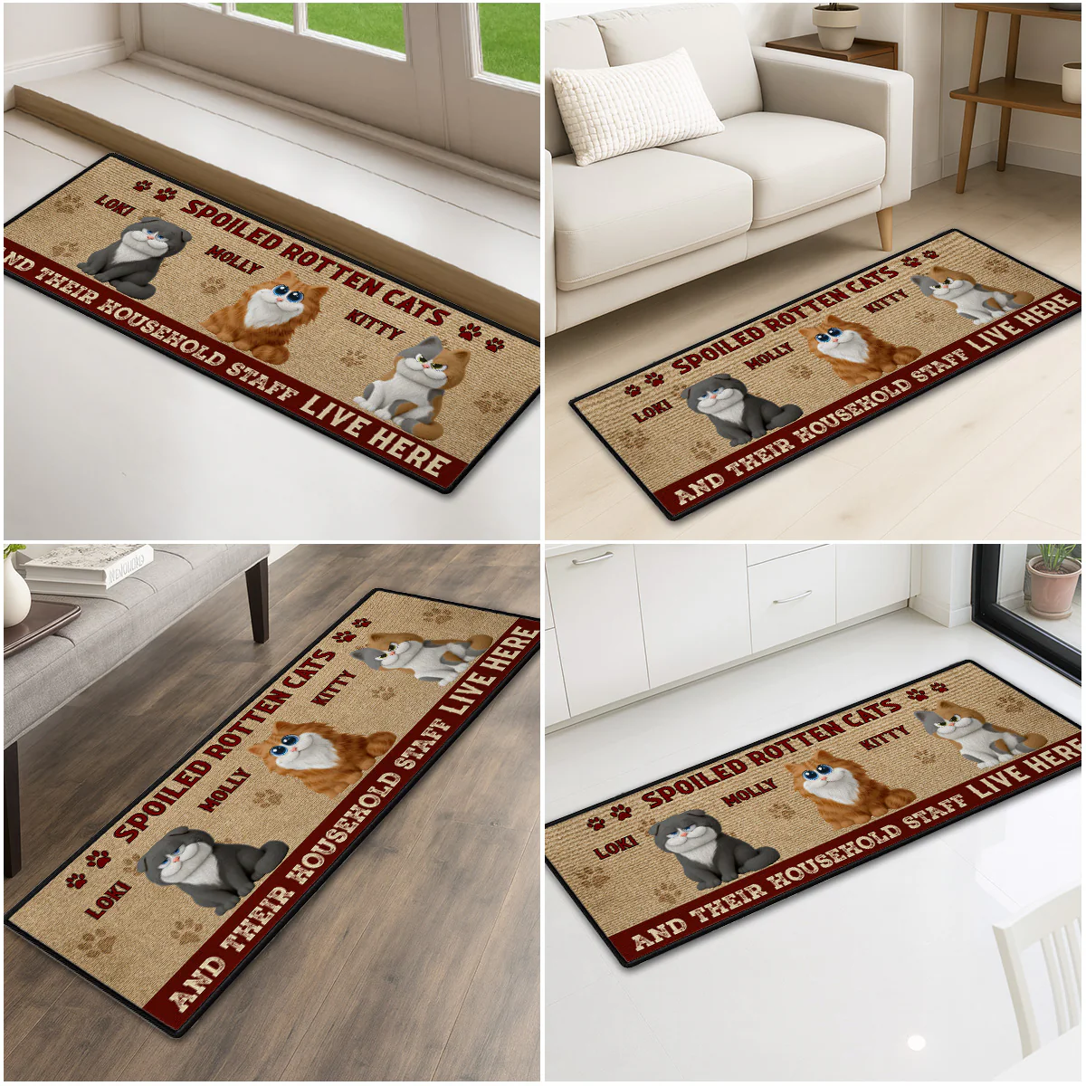 Spoiled Cats Live Here - Personalized Custom Runner Rug - Image 2