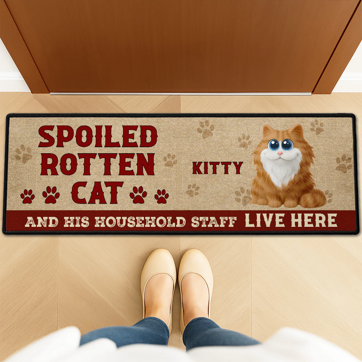 Spoiled Cats Live Here - Personalized Custom Runner Rug - Image 3
