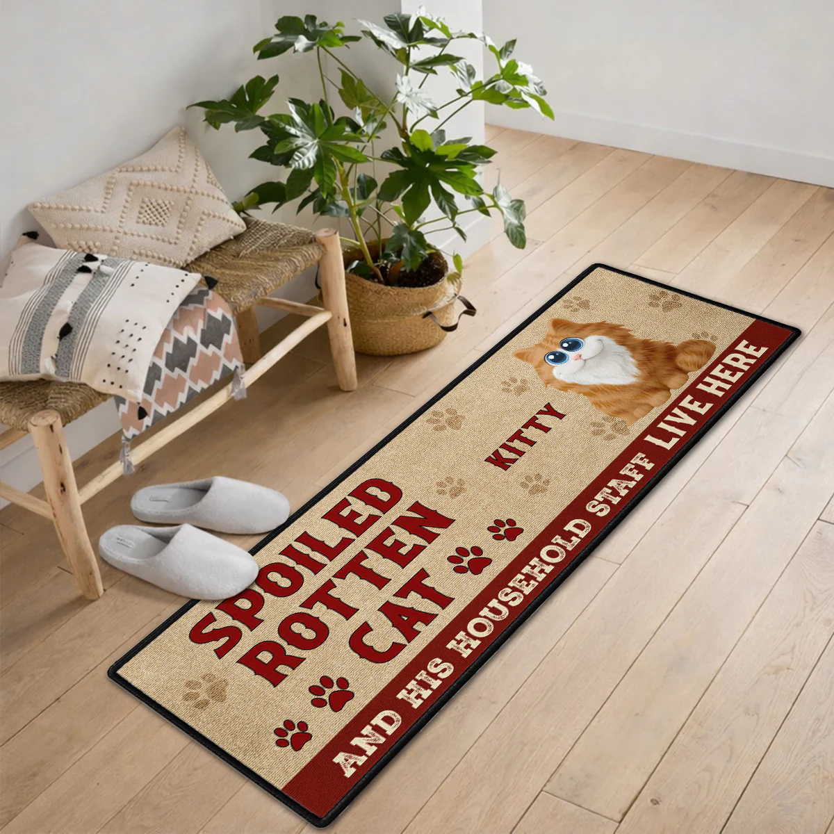 Spoiled Cats Live Here - Personalized Custom Runner Rug - Image 4