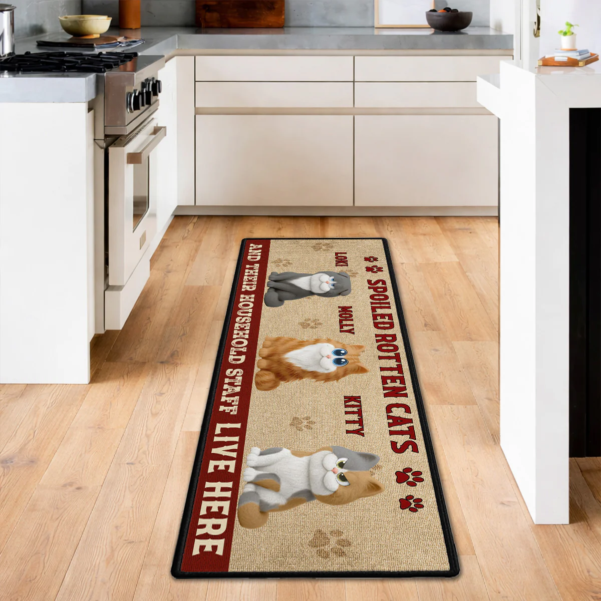 Spoiled Cats Live Here - Personalized Custom Runner Rug - Image 5