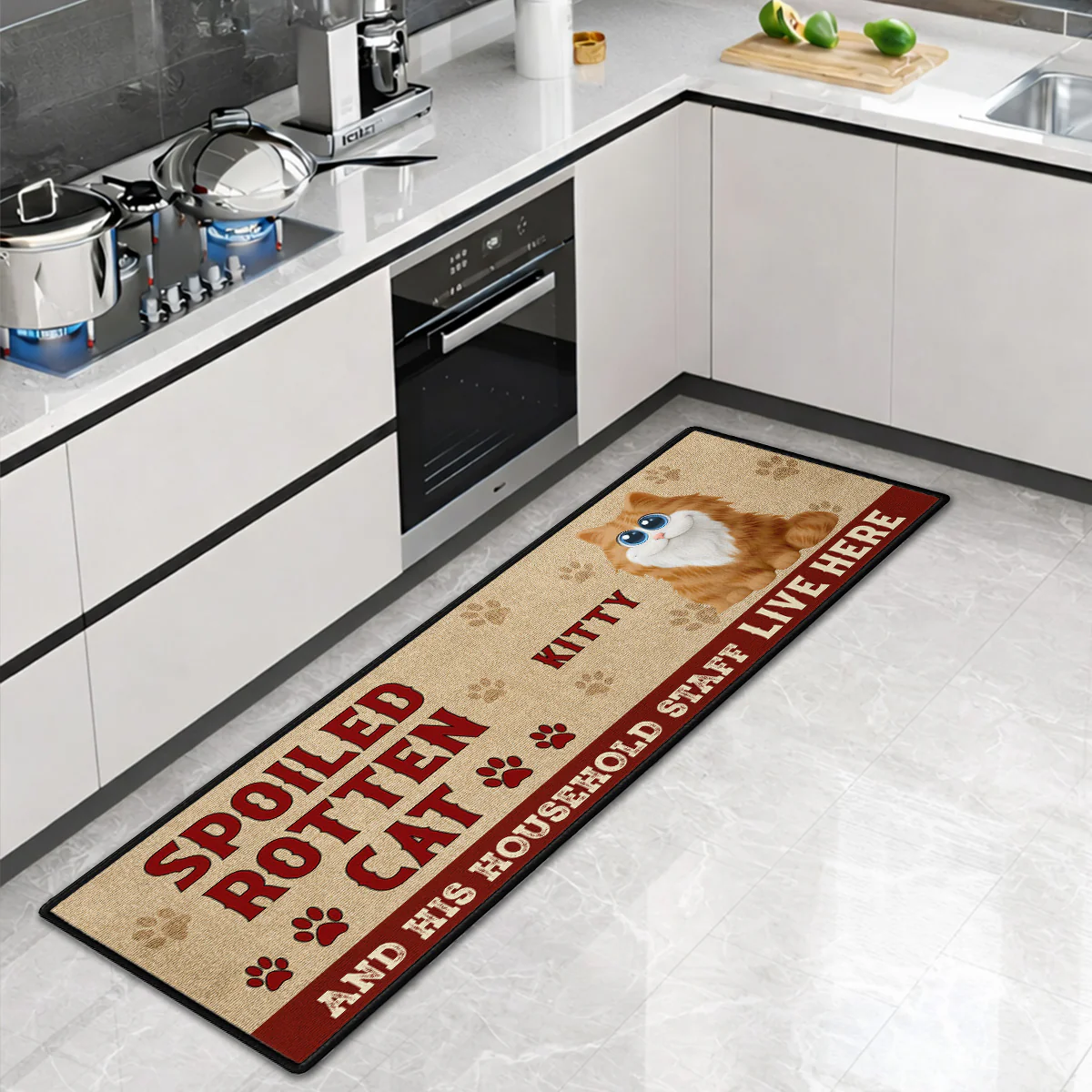Spoiled Cats Live Here - Personalized Custom Runner Rug - Image 6