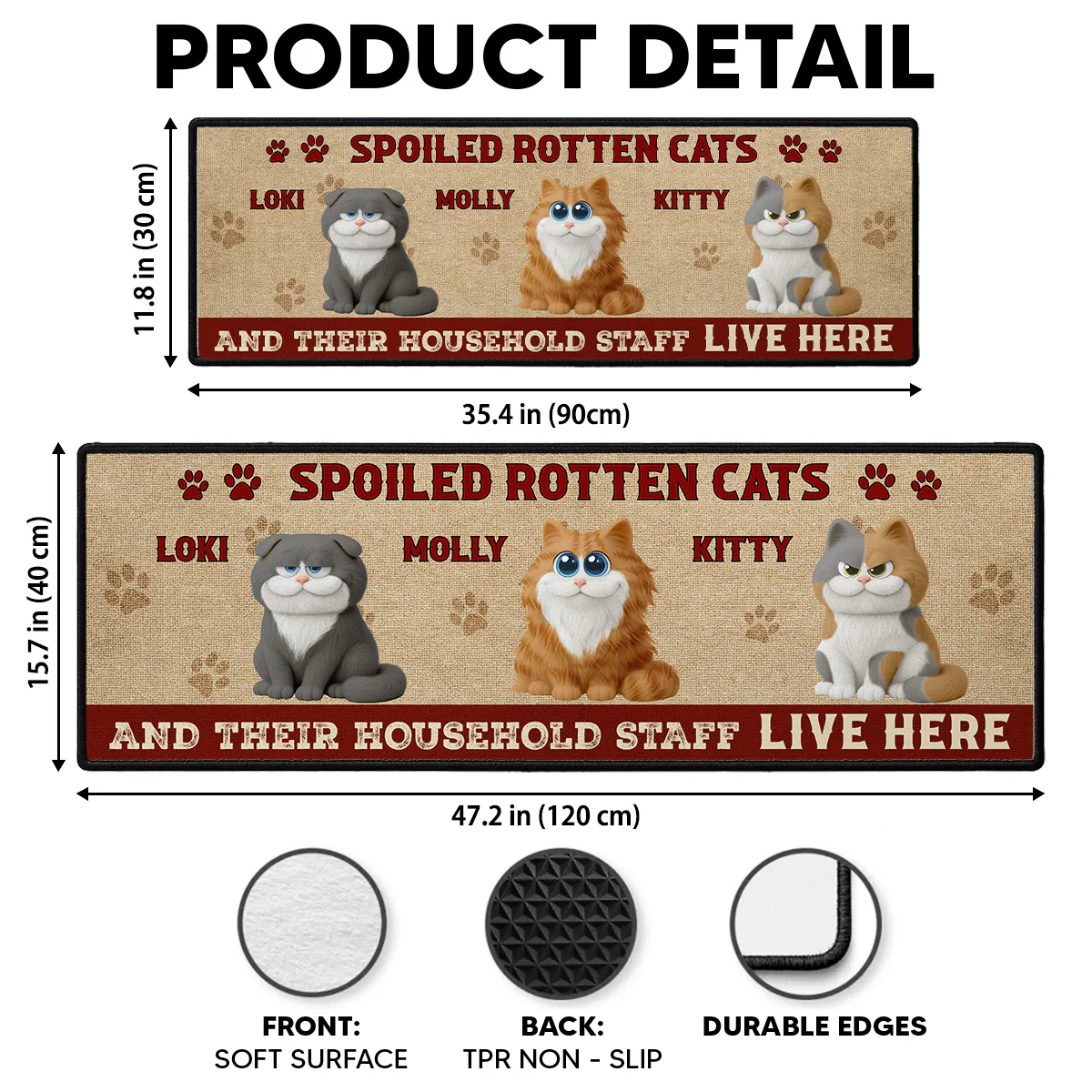 Spoiled Cats Live Here - Personalized Custom Runner Rug - Image 7