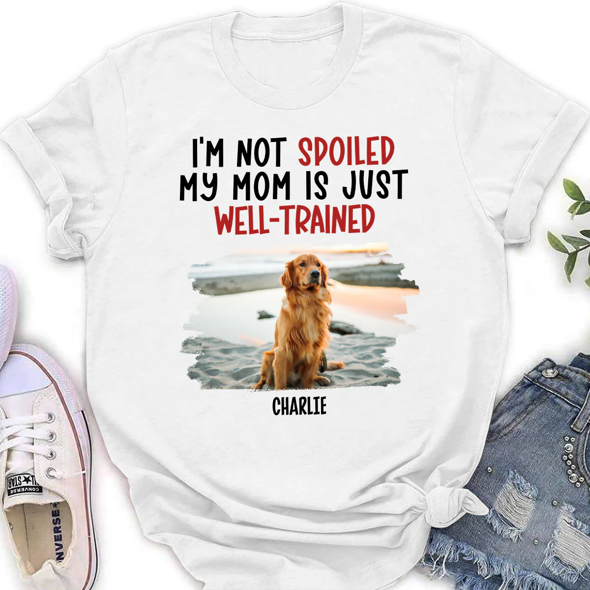 Spoiled Dog And Well Trained Dad Mom Cartoon Photo - Personalized Custom Women's T-Shirt - Image 2